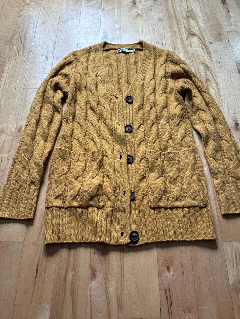 UE Mustard Cable Knit Cardigan